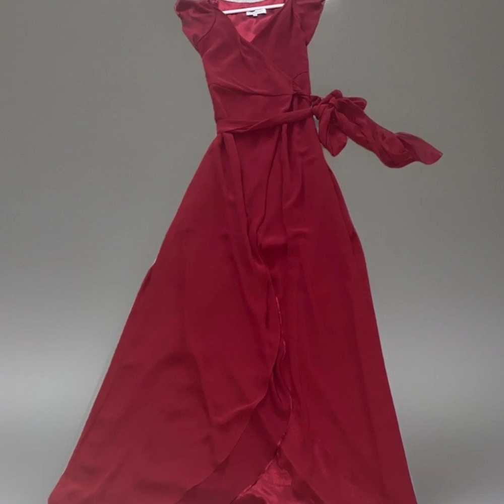Ceremony By Joanna August Wrap Maxi Gown Small Red Burgundy Special Occasion